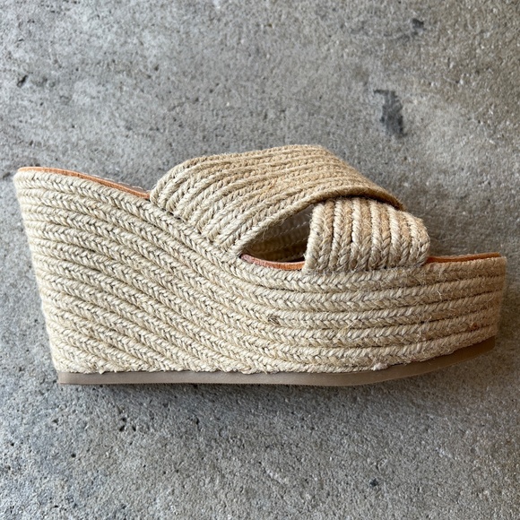 Natural Espadrille Crossed Band Wedge Sandals size 8.5 - Picture 4 of 4